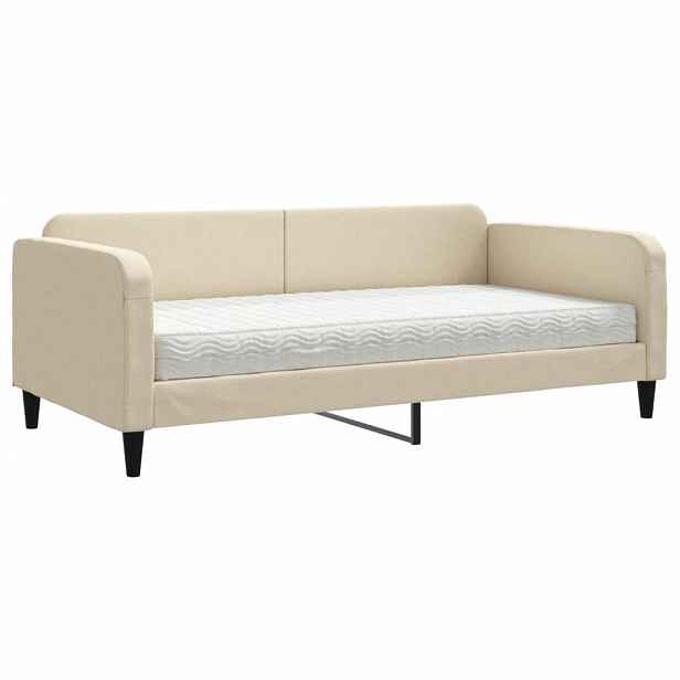 vidaXL Válenda s matrací krémová 100 x 200 cm textil