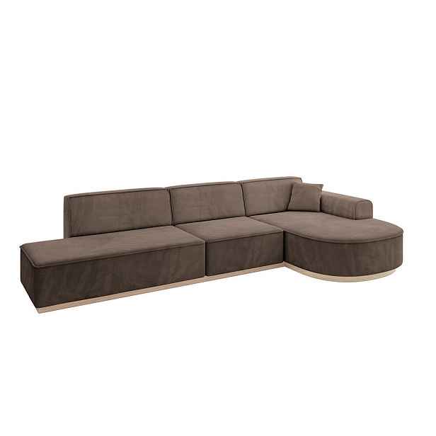 ALTDECOR ROHOVÁ SEDAČKA s otomanem, pravá ARRIO-L2 328x171x83 Hnědá Velur