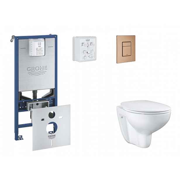 Grohe Rapid SLX - Set předstěnové instalace, klozetu, sedátka SoftClose a tlačítka Skate Cosmopolitan, kartáčovaný Warm Sunset SANI11BB4103