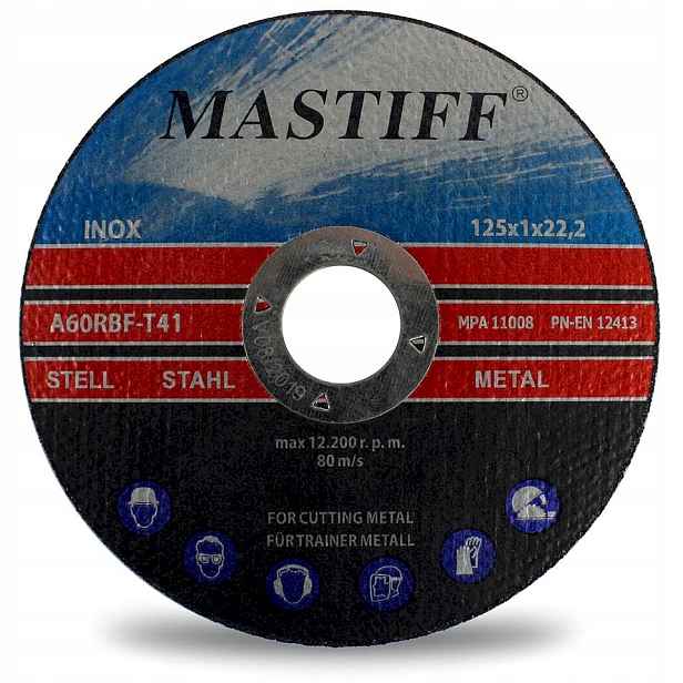Kotouč Na Řezání Kovu inox 125 x 1,0 Mastiff 100 Ks