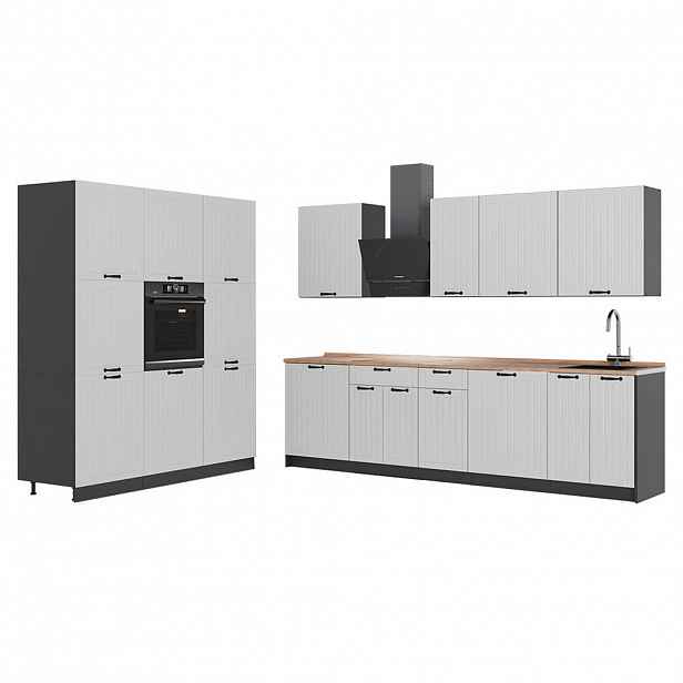 Vicco KUCHYŇSKÝ KOUT Fame-Line, Bílý venkovský dům/Antracit, 460 cm, PD Dub