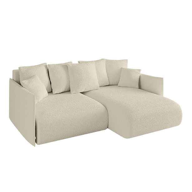 ALTDECOR ROHOVÁ SEDAČKA s funkcí spaní a otomanem, pravá ONESK-L 216x177x72 Béžová Buklé