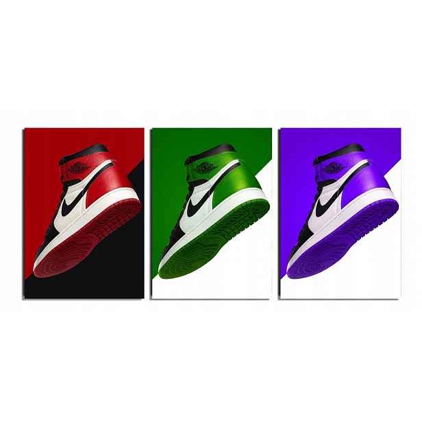 Obraz Boty Air Jordan 1 Nike tenisky retro triptych na zeď 70x150 cm