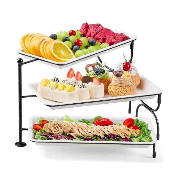 Servírovací Podnos 3-ÚROVŇOVÝ 30x17 CM Černý Na Koláče Ovoce Svačiny