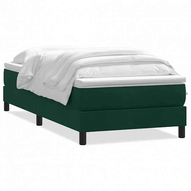 vidaXL Postel Box Spring bez matrace tmavě zelená 200x220 cm samet