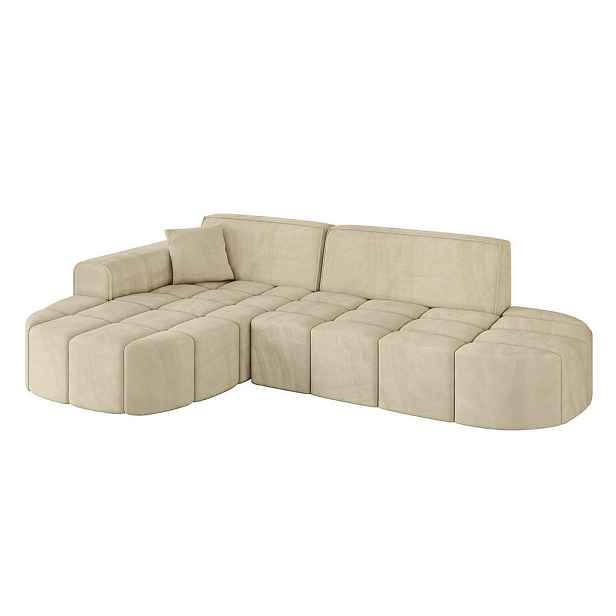 ALTDECOR ROHOVÁ SEDAČKA s otomanem, levá LIVO-L1 252x173x79,5 Béžová Velur
