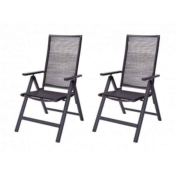Livarno® Hliníkové polohovací křeslo Miami, antracitová, 2 kusy