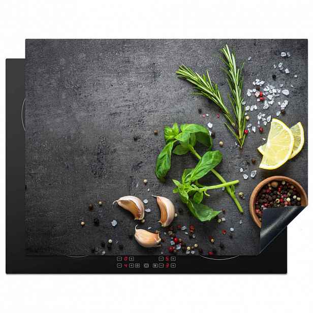 MuchoWow KRYT NA INDUKČNÍ DESKU Limetka - Bylinky - Koření - Zelená - Šedá - Beton 77x59 cm