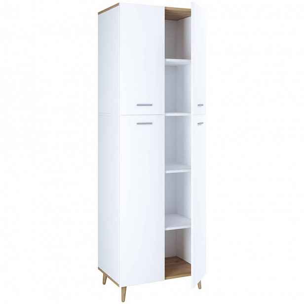 MID.YOU VÍCEÚČELOVÁ SKŘÍŇ, bílá, medově dubová, 60/184/39 cm - Víceúčelové skříně - 000657025324
