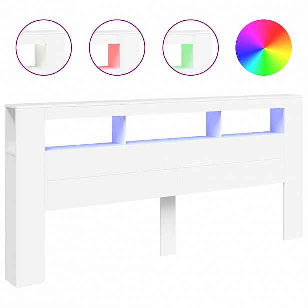 vidaXL Čelo postele s LED bílé 120 x 18,5 x 103,5 cm kompozitní dřevo