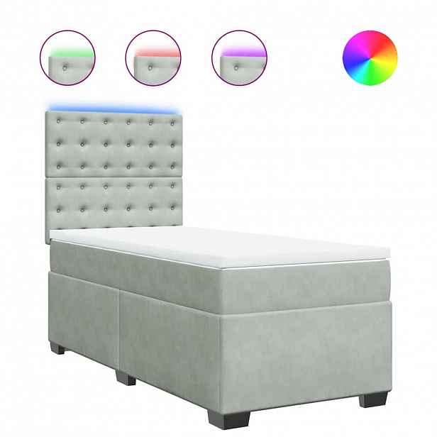 vidaXL Box spring postel s matrací světle šedá 100x200 cm samet