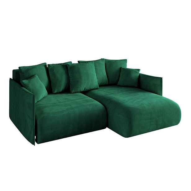 ALTDECOR ROHOVÁ SEDAČKA s funkcí spaní a otomanem, pravá ONESK-L 216x177x72 Zelená Velur