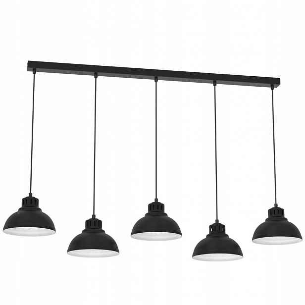 Černá pětibodová závěsná lampa na liště Sven 9096 Luminex