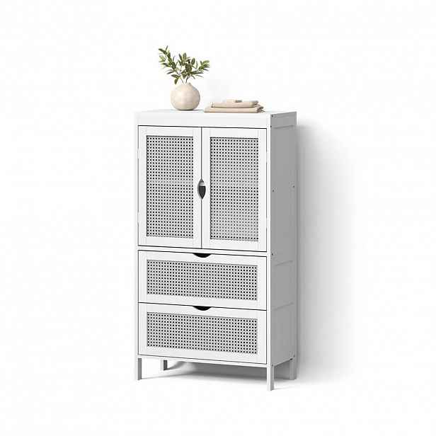 Livinity® STŘEDNÍ SKŘÍŇKA Mincio, Bílá, 60 x 110 cm se 2 zásuvkami a 2 dvířky