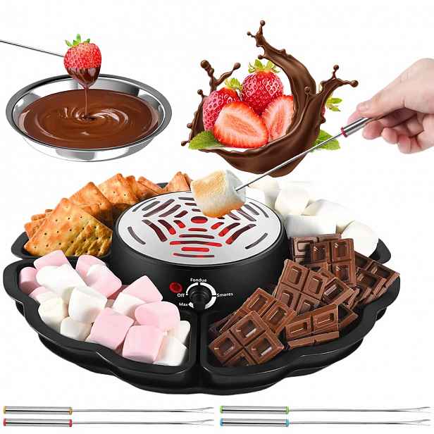Sada na fondue ohřívač na tavení čokolády s regulací teploty