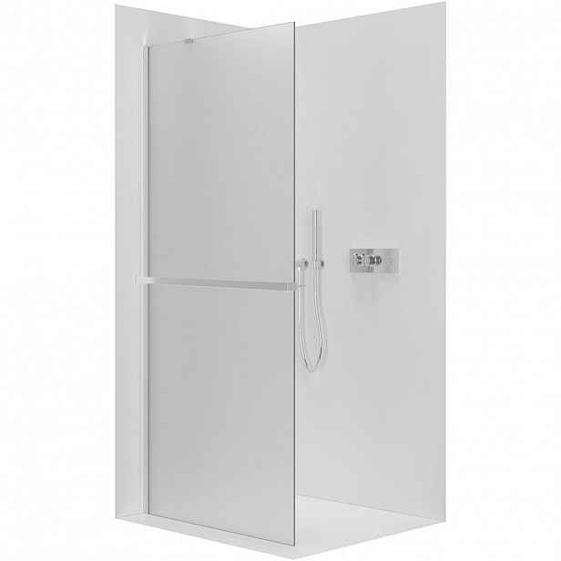 Sprchová zástěna Walk-in Onyx Y L/P - 8 mm + polička/držák na ručníky - chrom, mléčné sklo - 100x200 cm