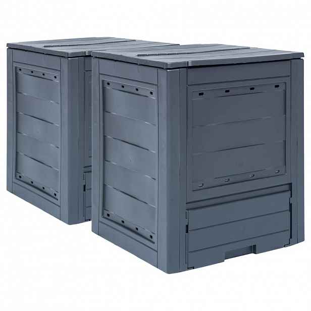 vidaXL Zahradní kompostéry 2 ks šedé 60 x 60 x 73 cm 520 l
