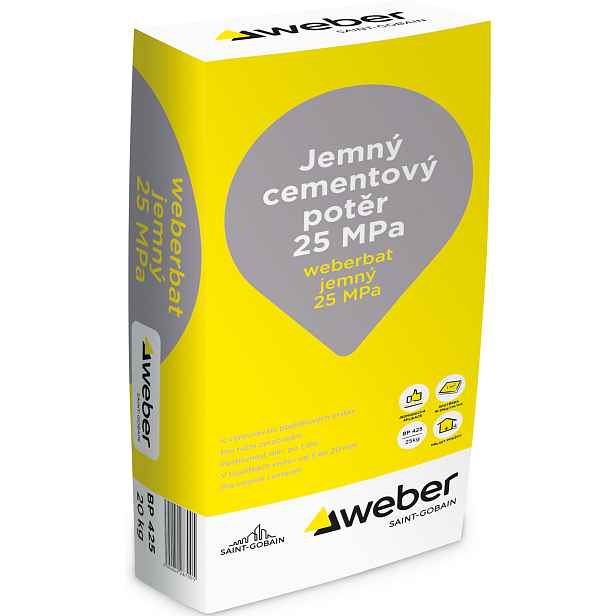 Potěr cementový jemný 25 MPa weberbat 25 kg