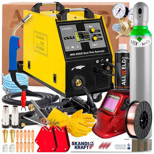 Svařovací Stroj Magnum Mig 250/2 Dual Puls Synergie 230V 400V 250A Tig DC Mma Spot