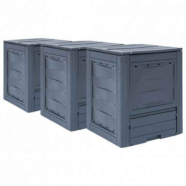 vidaXL Zahradní kompostéry 3 ks šedé 60 x 60 x 73 cm 780 l