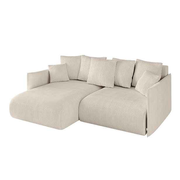 ALTDECOR ROHOVÁ SEDAČKA s funkcí spaní a otomanem, levá ONESK-L 216x177x72 Béžová Manšestr