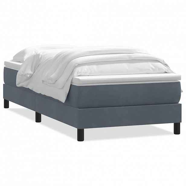 vidaXL Box spring postel s matrací tmavě šedá 80x210 cm samet