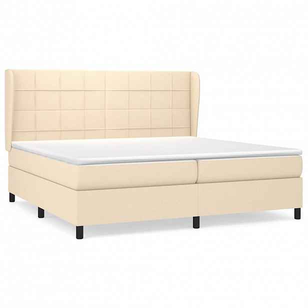vidaXL Box spring postel s matrací krémová 200x200 cm textil