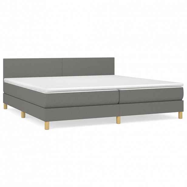 vidaXL Box spring postel s matrací tmavě šedá 200x200 cm textil