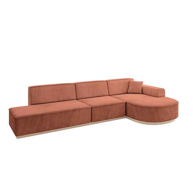ALTDECOR ROHOVÁ SEDAČKA s otomanem, pravá ARRIO-L2 328x171x83 Meruňková Velur