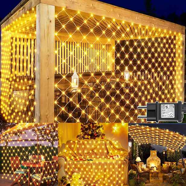 Led síťová světla 3x2 m 200 Led teplá bílá venkovní časovač IP65