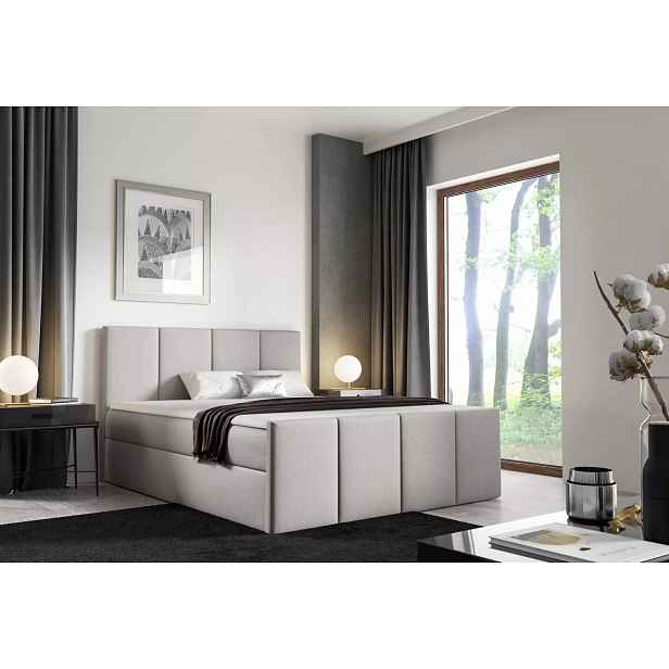 Postel s matrací a roštem LOLA - 200x220, béžová 1 + topper ZDARMA