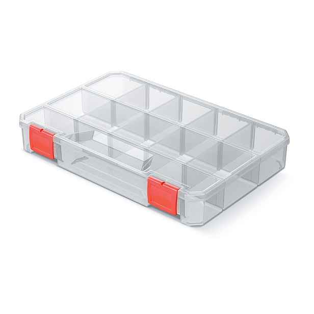 Prosperplast Organizér RQS BOX 27,5x18,6x4,1 cm transparentní/červený