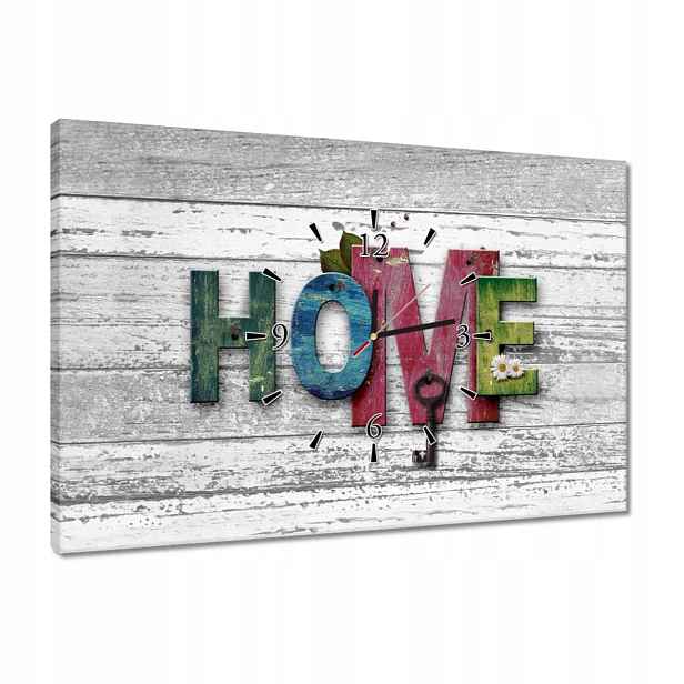Hodiny 60x40 Barevný nápis Home