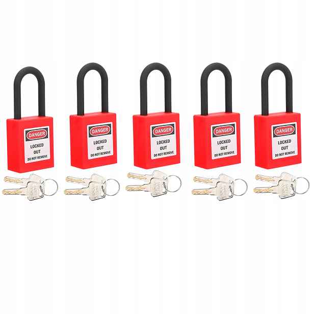 5x Sada Visacích Zámků Loto Lockout Pro Bezpečnost Práce 38MM
