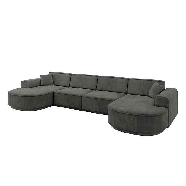 ALTDECOR SEDACÍ SOUPRAVA ve tvaru U MARI-U2-v3 388x171x83 Tmavě šedá Velur