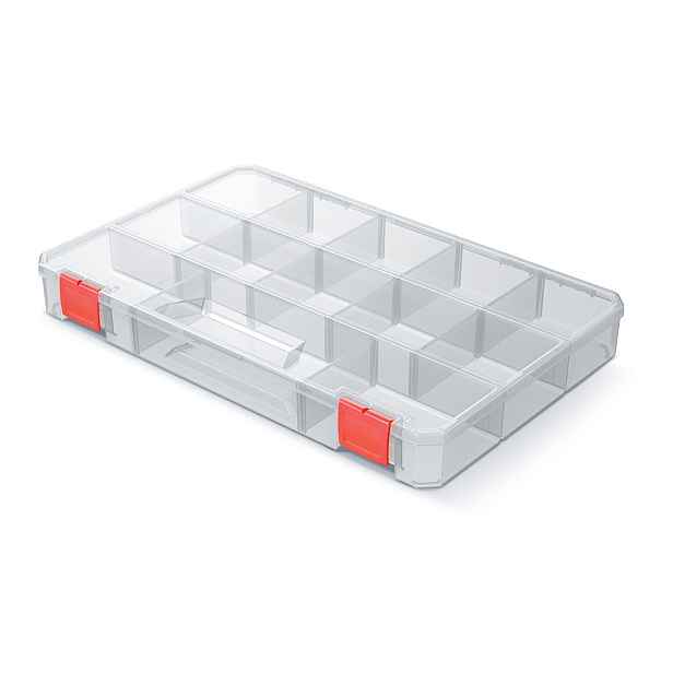 Prosperplast Organizér RQS BOX 35,5x23x4,1 cm transparentní/červený