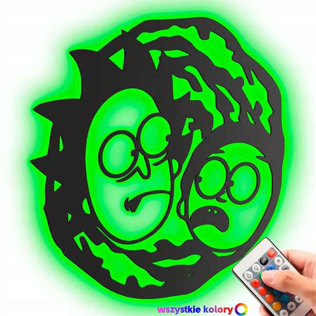 Dřevěný obraz Rick And Morty Nástěnná Dekorace Dárek Noční Lampa Led