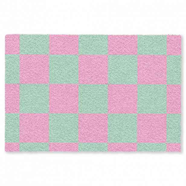 MuchoWow ROHOŽKA Šachovnicový vzor - zelená - růžová - kostky 120x80 cm
