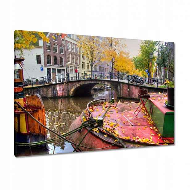 Obrazy 100x70 Růžový mostek Amsterdam