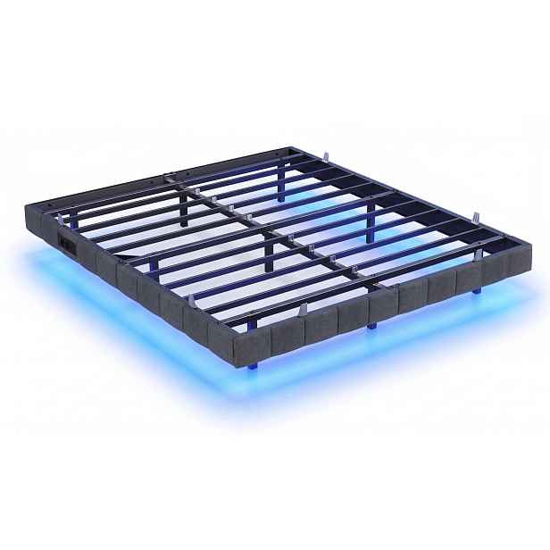 Rám postele 160x200 Vasagle Led čalouněný, zvedací, šedá barva