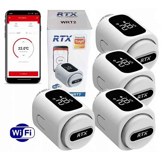 Sada 4x Termostatická Kartuše Rtx Termostat pro WiFi radiátor Tuya Smart