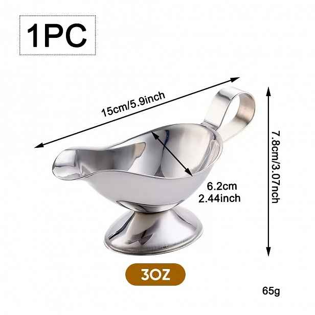 TEMU 1ks Mini 3oz Nerezová Ocelová Miska na Steak Omáčku, Lodička na Pepřovou Omáčku, Ergonomická Rukojeť, Hrnec na Grilovací Omáčku, Kuchyně, Hotel,