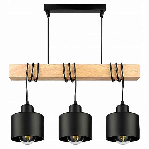 Závěsná Led stropní lampa Moderní převis Dřevěný nosník Loft Černá
