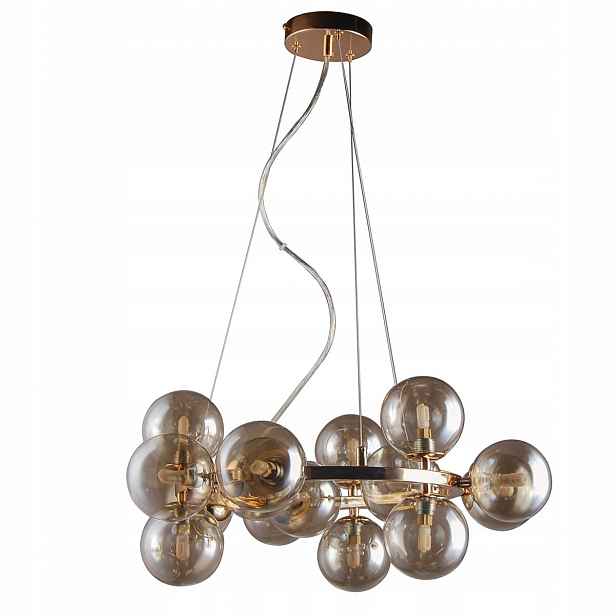 Závěsná stropní lampa Marbelio Zlatá 15 zdrojů G9 420W Moderní kouřová barva Italux