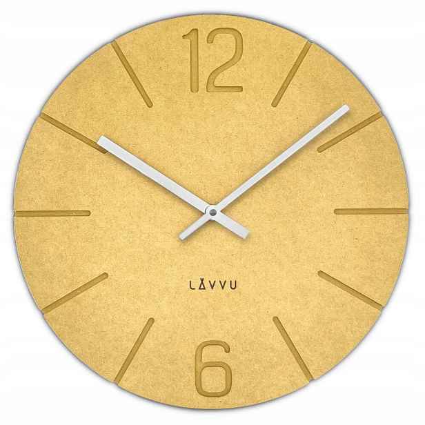 Kulatý Žluté Nástěnné Hodiny Lavvu Natur Eco Mdf Handmade LCT5026 34 cm