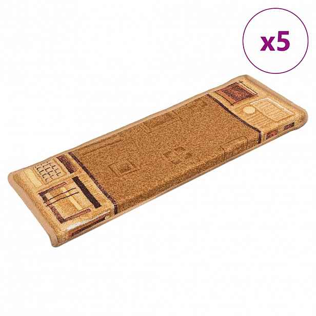 vidaXL Nášlapy na schody samolepicí 5 ks 65x21x4 cm béžové