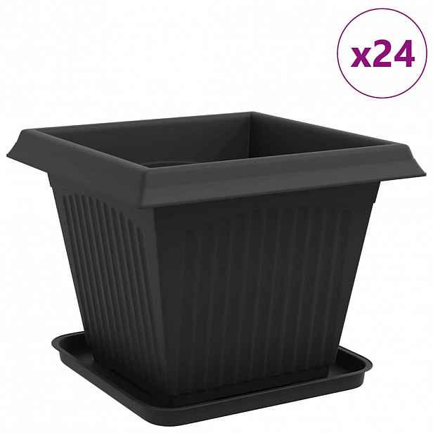 vidaXL Květináče 24 ks Černá Plast