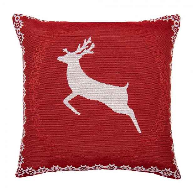 Červený povlak na polštář s jelenem Christmas Rustic - 44*44 cm Clayre & Eef