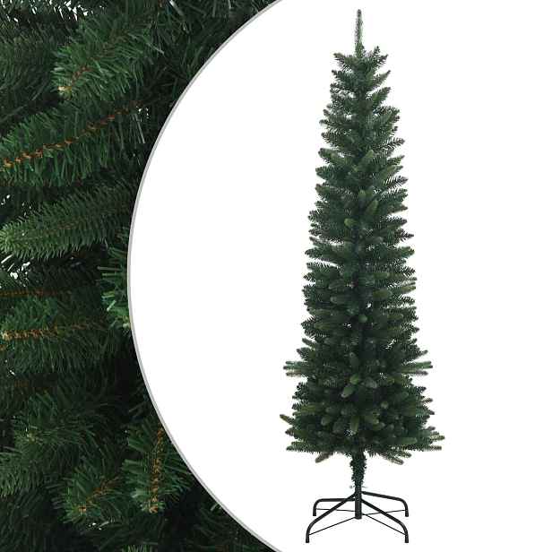 vidaXL Artificial Slim Christmas Tree 150 cm PE a PVC Zelená