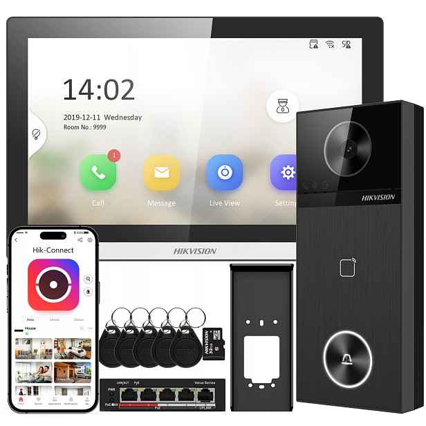 WiFi videodomofon Hikvision DS-KIS610-P PoE Aplikace Čtečka klíčenek